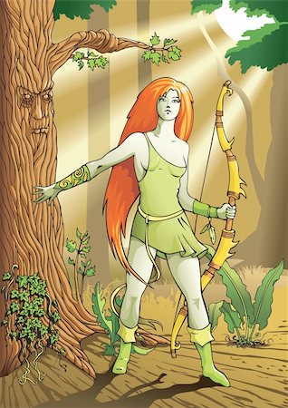 Elf female archer, a character from mythology and folklore legend, vector illustration Stock Photo - Budget Royalty-Free & Subscription, Code: 400-04280835