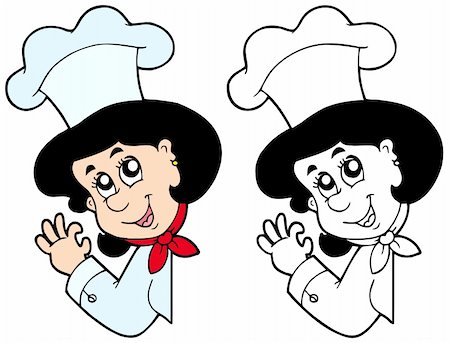 Lurking woman chef - vector illustration. Stock Photo - Budget Royalty-Free & Subscription, Code: 400-04281122