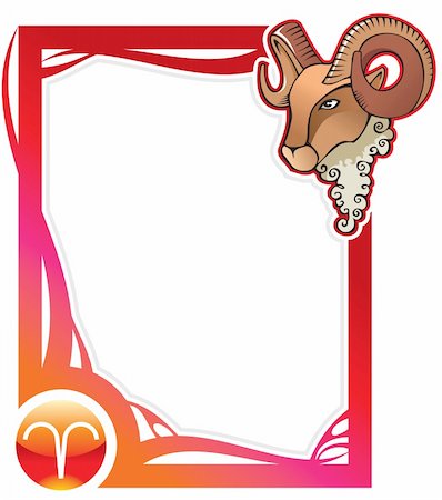 Aries, the first sign from the series of the zodiac frames in cartoon style, vector illustration Stock Photo - Budget Royalty-Free & Subscription, Code: 400-04281386