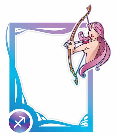 sagittarius - Sagittarius, the ninth sign from the series of the zodiac frames in cartoon style, vector illustration Stock Photo - Budget Royalty-Free & Subscription, Code: 400-04281393