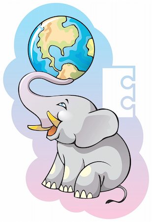 simsearch:400-04281403,k - Series of Children alphabet: letter E, elephant and earth, cartoon vector illustration Stock Photo - Budget Royalty-Free & Subscription, Code: 400-04281404