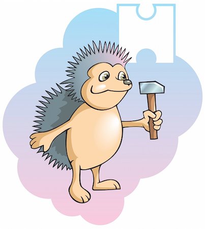 simsearch:400-04281403,k - Series of Children alphabet: letter H, hedgehog and hammer, cartoon vector illustration Stock Photo - Budget Royalty-Free & Subscription, Code: 400-04281408