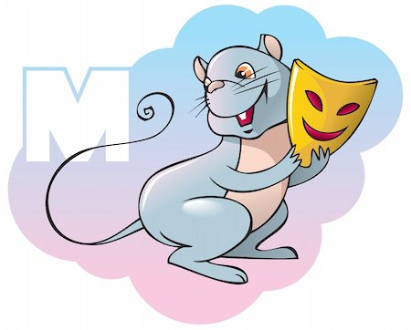 simsearch:400-04281403,k - Series of Children alphabet: letter M, mouse and mask, cartoon vector illustration Stock Photo - Budget Royalty-Free & Subscription, Code: 400-04281414