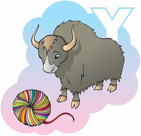simsearch:400-04281403,k - Series of Children alphabet: letter Y, yak and yarn, cartoon vector illustration Stock Photo - Budget Royalty-Free & Subscription, Code: 400-04281430