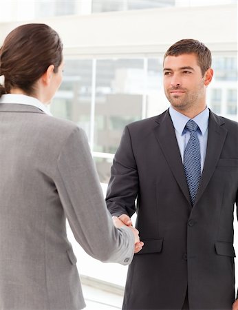 simsearch:400-04333648,k - Businessman shaking hands with a businsswoman during a meeting Stock Photo - Budget Royalty-Free & Subscription, Code: 400-04281549