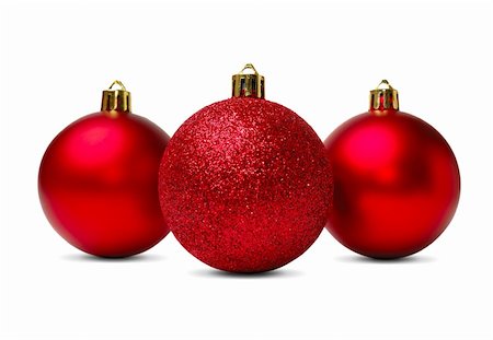 simsearch:400-04841877,k - Red christmas balls with snow isolated on white background Stock Photo - Budget Royalty-Free & Subscription, Code: 400-04281691