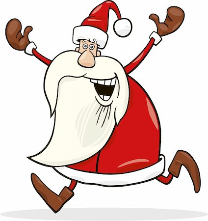 simsearch:400-06462885,k - cartoon illustration of happy running santa Stock Photo - Budget Royalty-Free & Subscription, Code: 400-04281949