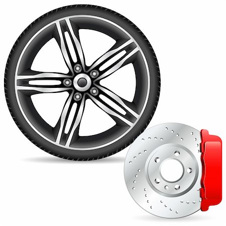 simsearch:400-03927951,k - alloy rim and brake disc - vector illustration Stock Photo - Budget Royalty-Free & Subscription, Code: 400-04283557