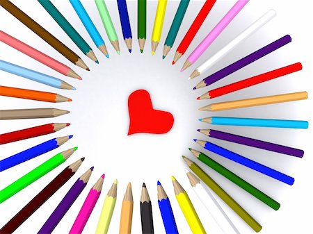 simsearch:400-04210608,k - color pencils around heart. 3D Stock Photo - Budget Royalty-Free & Subscription, Code: 400-04283617