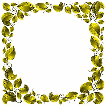 eco leaf line art - Leaves frame. Stylized ornamental background Stock Photo - Budget Royalty-Free & Subscription, Code: 400-04283838