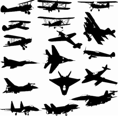 military airplanes - vector Stock Photo - Budget Royalty-Free & Subscription, Code: 400-04294103