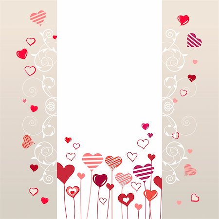 simsearch:400-04798374,k - Growing stylized hearts on romantic white frame Stock Photo - Budget Royalty-Free & Subscription, Code: 400-04294340