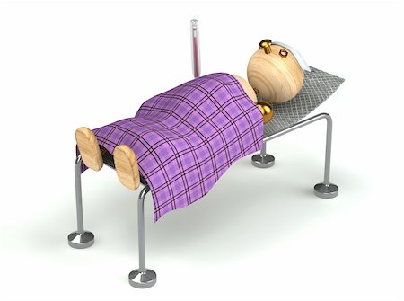 sick old people unhappy - Wood man with flue in the bed very ill Stock Photo - Budget Royalty-Free & Subscription, Code: 400-04294566