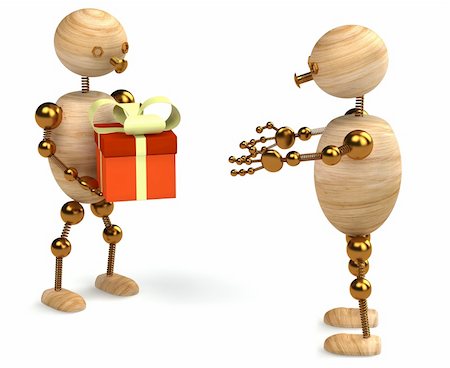 simsearch:400-04375128,k - Wood man with gift box 3d rendered Stock Photo - Budget Royalty-Free & Subscription, Code: 400-04294562