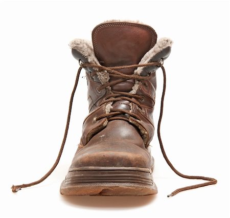 old brown boot isolated on white Stock Photo - Budget Royalty-Free & Subscription, Code: 400-04294635