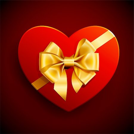 simsearch:400-05719371,k - Red heart shape gift with golden bow Stock Photo - Budget Royalty-Free & Subscription, Code: 400-04294958