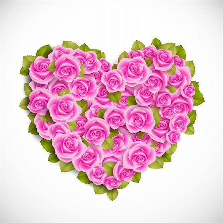 simsearch:400-06141323,k - heart of pink roses on white background Foto de stock - Super Valor sin royalties y Suscripción, Código: 400-04294973