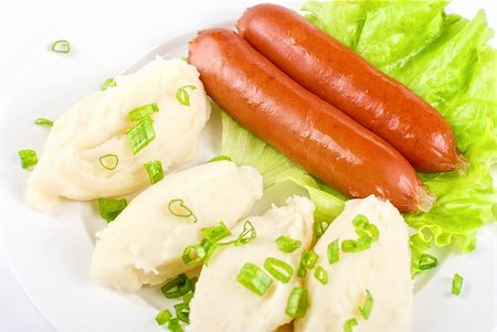 simsearch:400-04587885,k - Cutlets from potato and sausage at green lettuce and green onion Stock Photo - Budget Royalty-Free & Subscription, Code: 400-04295190
