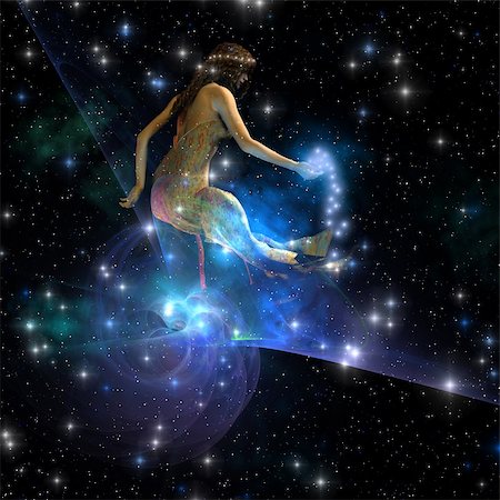 simsearch:400-04296357,k - Celesta, spirit creature of the universe, spreads stars throughout the cosmos. Stock Photo - Budget Royalty-Free & Subscription, Code: 400-04296357