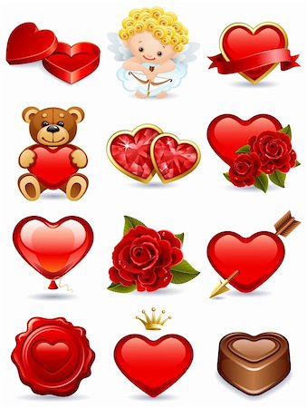 Vector illustration - valentine's day icon set Stock Photo - Budget Royalty-Free & Subscription, Code: 400-04297060