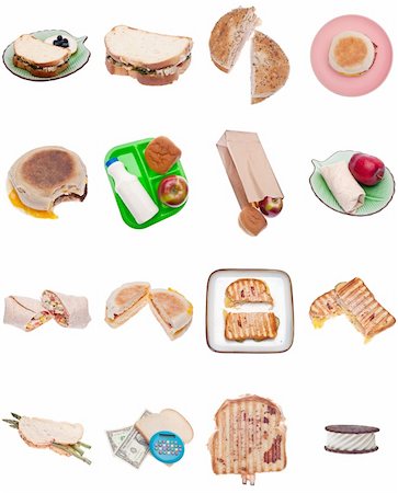 dairy eggs milk cheese - Collection of 16 Sandwiches Isolated on White Including Breakfast, Egg, Panini, Bagel, Wrap, School Lunch, Money, Vegetarian, Ice Cream and More. Stock Photo - Budget Royalty-Free & Subscription, Code: 400-04297157