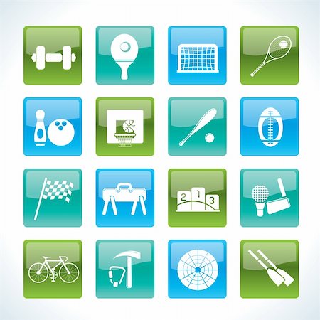 Sports gear and tools icons - vector icon set Stock Photo - Budget Royalty-Free & Subscription, Code: 400-04297653