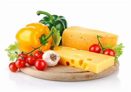 simsearch:400-05664137,k - yellow cheese with fresh vegetables isolated on white background Stock Photo - Budget Royalty-Free & Subscription, Code: 400-04297790