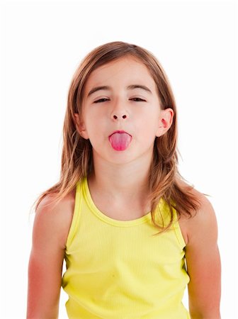 Portrait of a beautiful girl with her tongue out, isolated one white Stock Photo - Budget Royalty-Free & Subscription, Code: 400-04298062