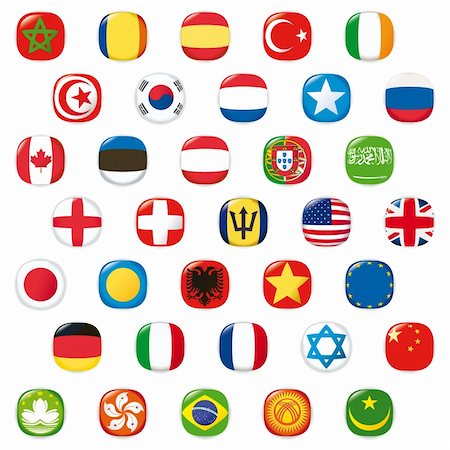 simsearch:400-04915019,k - Set of world flags. Vector button Stock Photo - Budget Royalty-Free & Subscription, Code: 400-04298354