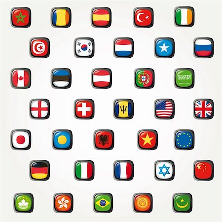 simsearch:400-04915019,k - Set of world flags. Vector button Stock Photo - Budget Royalty-Free & Subscription, Code: 400-04298356