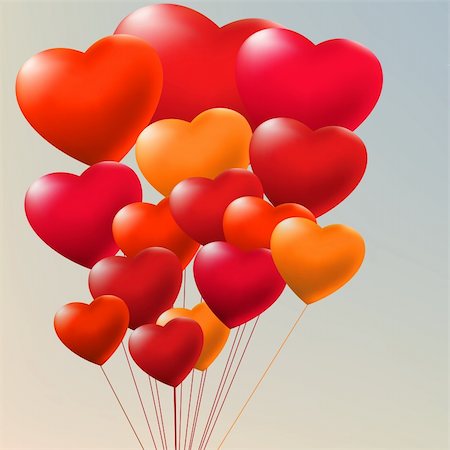 Copula of red gel balloons in the shape of a heart. EPS 8 vector file included Stock Photo - Budget Royalty-Free & Subscription, Code: 400-04298499