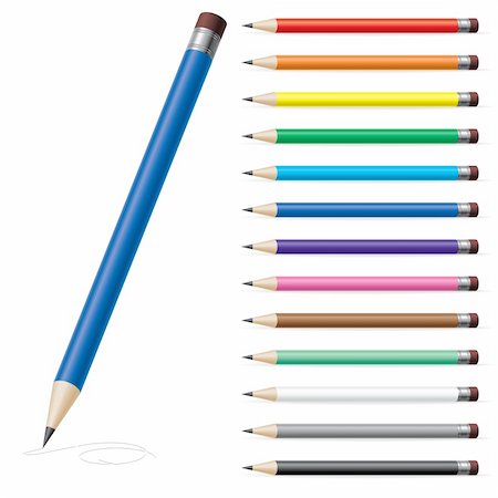 simsearch:400-04210608,k - Vector illustration of color pencils on white background #2 Stock Photo - Budget Royalty-Free & Subscription, Code: 400-04298492