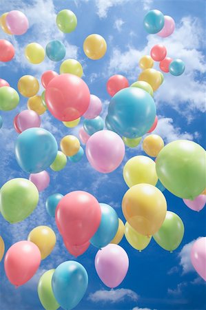 Colorful balloons flying in the air Stock Photo - Budget Royalty-Free & Subscription, Code: 400-04298517