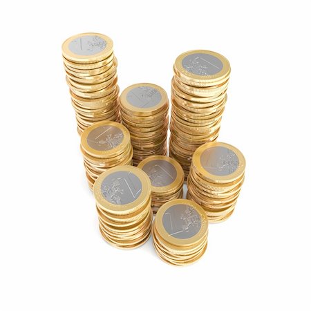 simsearch:400-04078496,k - Piles of one Euro coins Photographie de stock - Aubaine LD & Abonnement, Code: 400-04298567