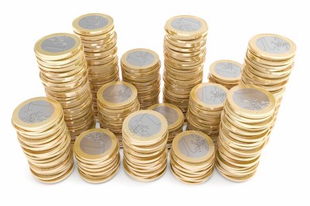 simsearch:400-04078496,k - Piles of one Euro coins Photographie de stock - Aubaine LD & Abonnement, Code: 400-04298562