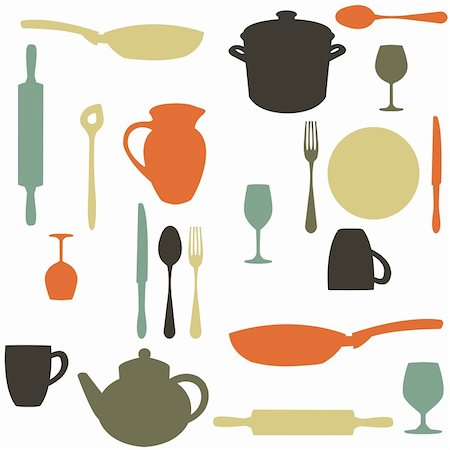 colorful kitchen pattern, vector illustration Stock Photo - Budget Royalty-Free & Subscription, Code: 400-04299392