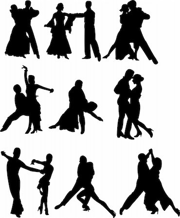 pictures of groups of dancers jumping - collection of dancing people silhouettes - vector Stock Photo - Budget Royalty-Free & Subscription, Code: 400-04299449