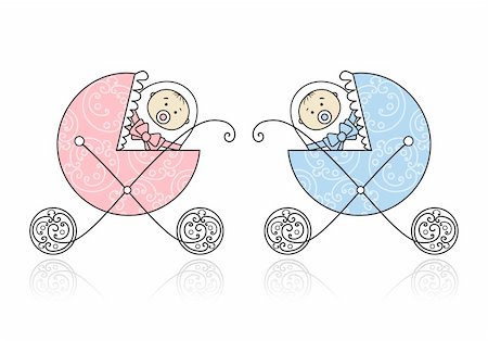 Newborn in baby's buggy for your design Stock Photo - Budget Royalty-Free & Subscription, Code: 400-04299564