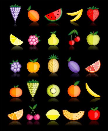 simsearch:400-04336402,k - Energy fruits. Vector collection for your design Photographie de stock - Aubaine LD & Abonnement, Code: 400-04299708