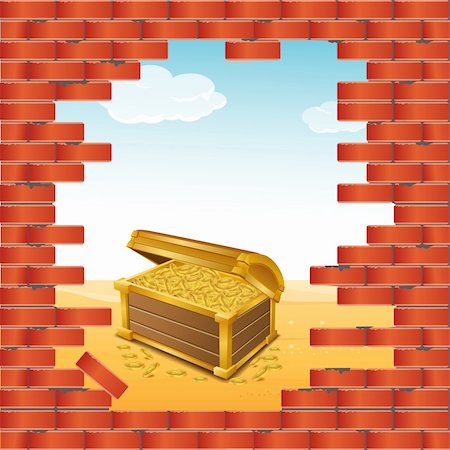 illustration of treasure chest  with wall Foto de stock - Super Valor sin royalties y Suscripción, Código: 400-04290020