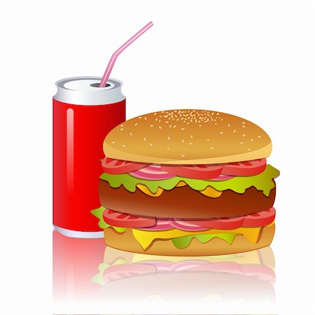 simsearch:400-04587885,k - illustration of burger with cold drink on white background Stock Photo - Budget Royalty-Free & Subscription, Code: 400-04290267