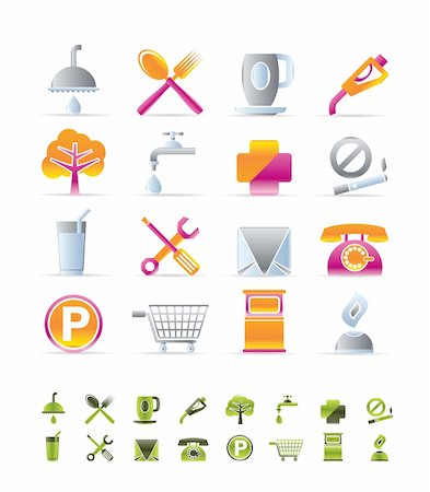 Realistic Petrol Station and Travel icons - Vector Icon Set Stock Photo - Budget Royalty-Free & Subscription, Code: 400-04290356