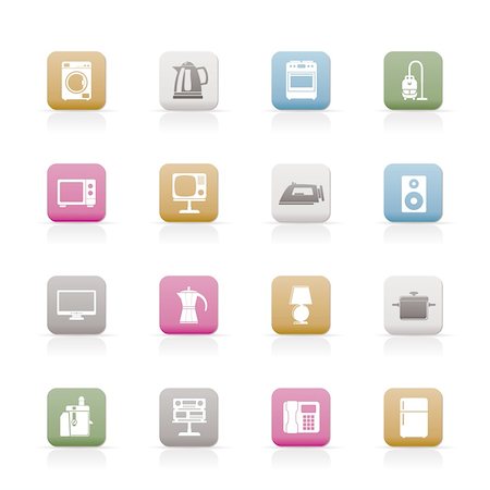 simsearch:400-04790475,k - home equipment icons - vector icon set Stock Photo - Budget Royalty-Free & Subscription, Code: 400-04291075