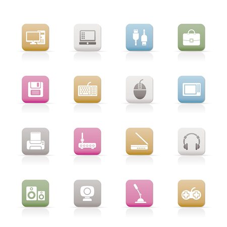 simsearch:400-04790475,k - Computer equipment and periphery icons - vector icon set Stock Photo - Budget Royalty-Free & Subscription, Code: 400-04291102
