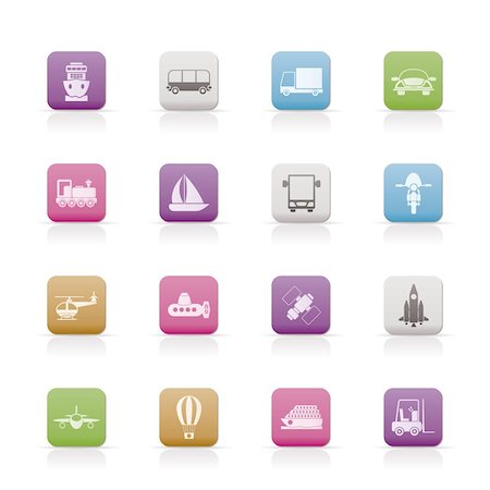 Transportation, travel and shipment icons - vector icon set Stock Photo - Budget Royalty-Free & Subscription, Code: 400-04291152