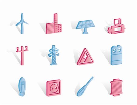 simsearch:400-04285412,k - Electricity and power icons - vector icon set Stock Photo - Budget Royalty-Free & Subscription, Code: 400-04291211