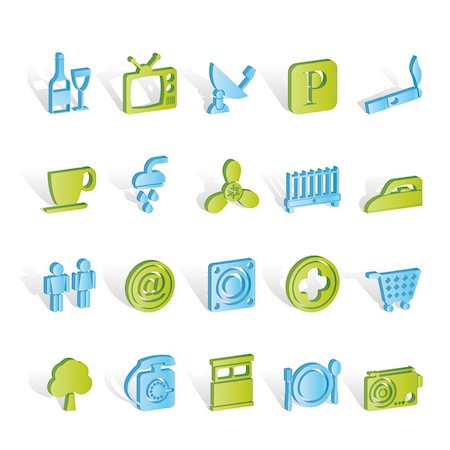 Hotel and Motel objects icons - vector icon set Stock Photo - Budget Royalty-Free & Subscription, Code: 400-04291300