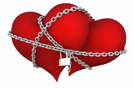 two velvet hearts linked together with silver chain. isolated on white with clipping path. Stock Photo - Budget Royalty-Free & Subscription, Code: 400-04291728