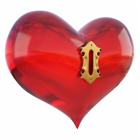 red heart with a keyhole. isolated on white. with clipping path. Foto de stock - Super Valor sin royalties y Suscripción, Código: 400-04291737