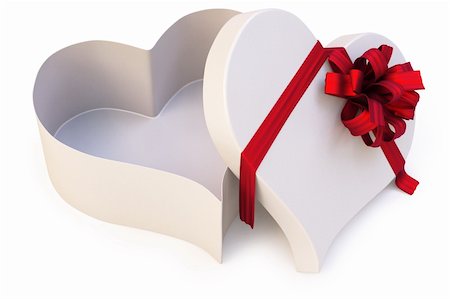Open gift in the form of heart. isolated on white. with clipping path. Stock Photo - Budget Royalty-Free & Subscription, Code: 400-04291742